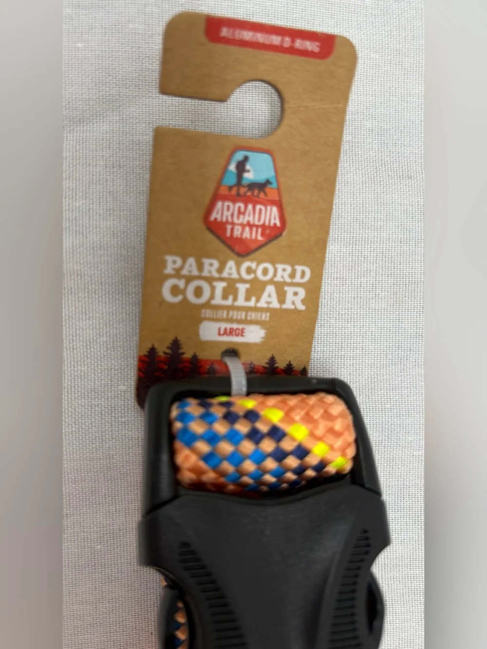 Arcadia Trail Rope Paracord Dog Collar Large-Fits 17”-26” Neck, Orange Blue
